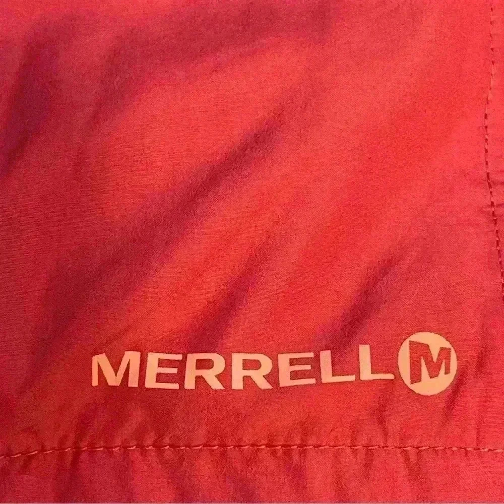 Merrell Womens Red Areoblock Long Sleeve Hooded Full-Zip Rain Jacket Size L - Picture 8 of 8